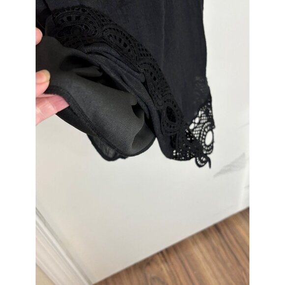 Mile Gabriel Black Lace-Trimmed Dress Large Rayon/Polyester - Picture 4 of 6